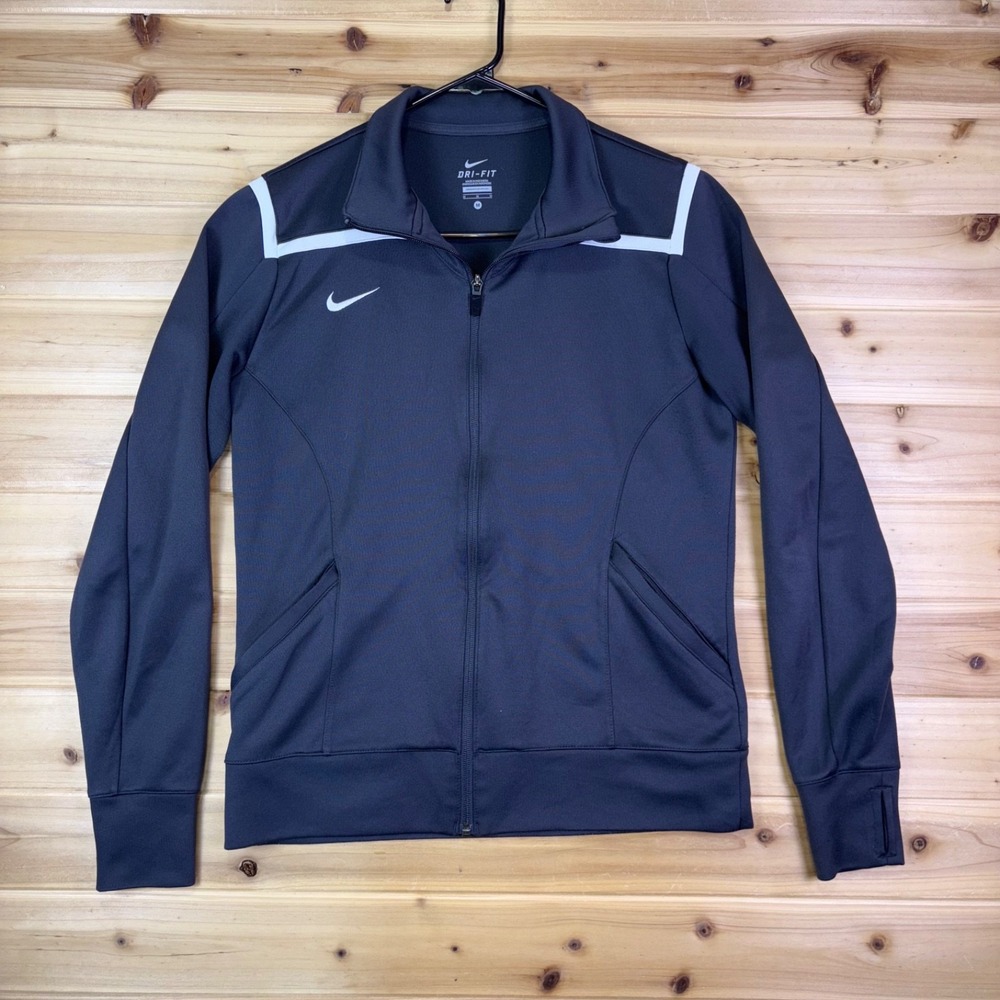 Nike Jacket Womens Medium Charcoal Gray Dri-Fit Team Avenger Warm-Up Jacket